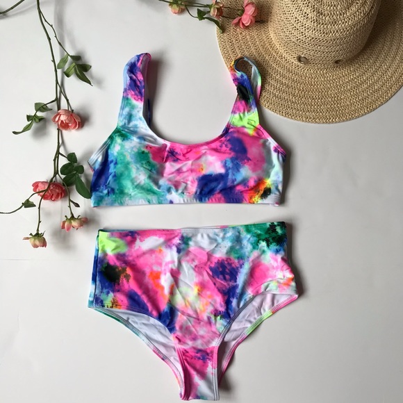Tie Dye 2 PC Bandage bikini swimsuit Bathing-suit - Picture 2 of 7